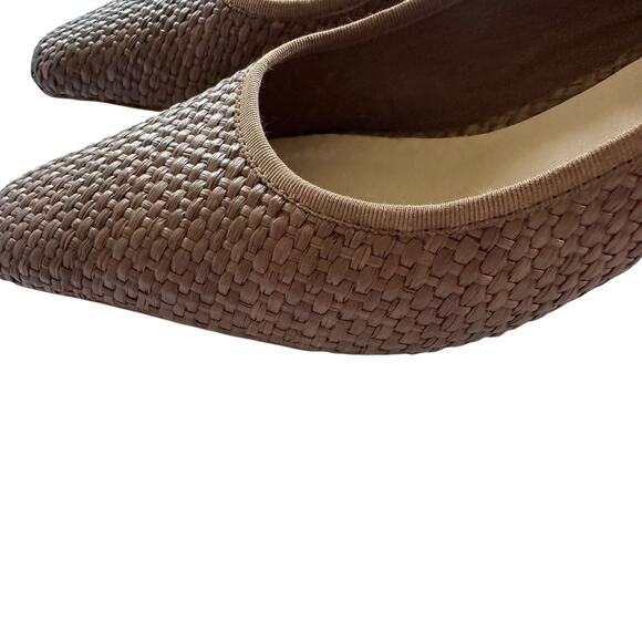 Loeffler Randall Nerine Brown Woven Raffia Square Toe Block Heel Pumps 10B - Picture 8 of 16